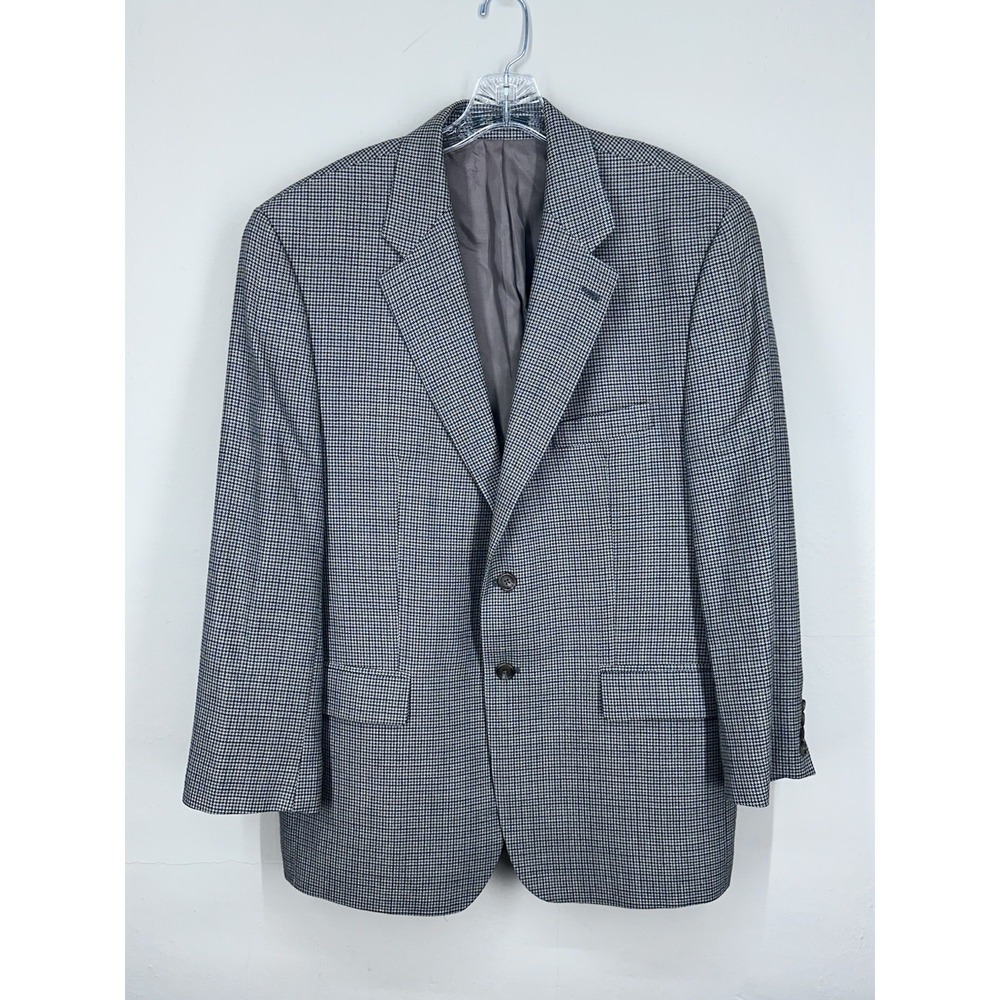 Vintage Lauren Ralph Lauren 100% Silk Wool Womens 16 Gray Houndstooth Suit Sport